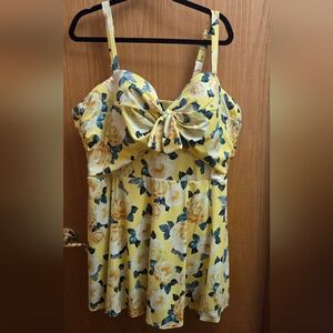 Torrid Swim Dress Yellow Floral w/ Underwire Bra